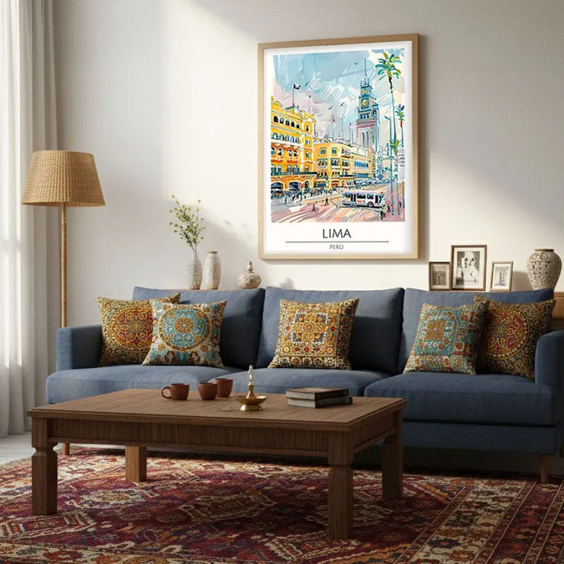 Vintage Lima Framed Canvas Archival Canvas Wall Painting - Natural Brown Frame media 4
