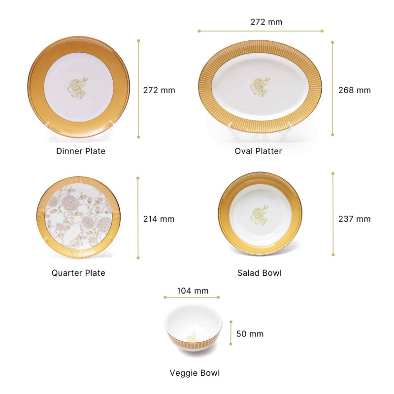 Gilded Iris 24k Gold Brushed Porcelain Dinner Set (Gold) - 21 Piece Set media 13