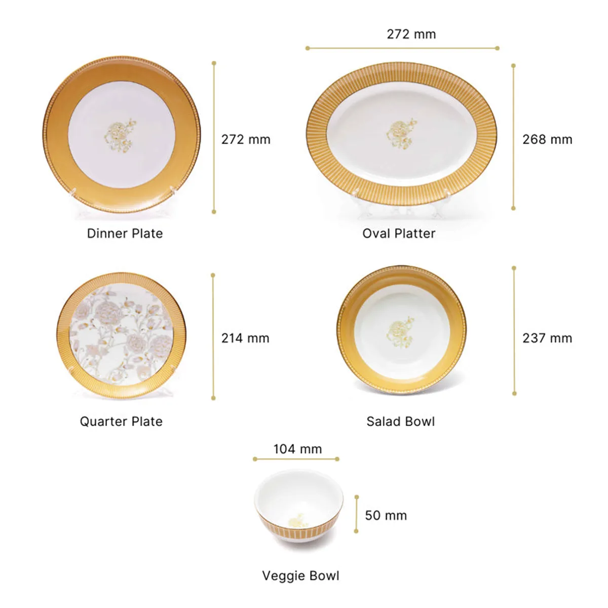 Gilded Iris 24k Gold Brushed Porcelain Dinner Set (Gold) - 21 Piece Set - 13