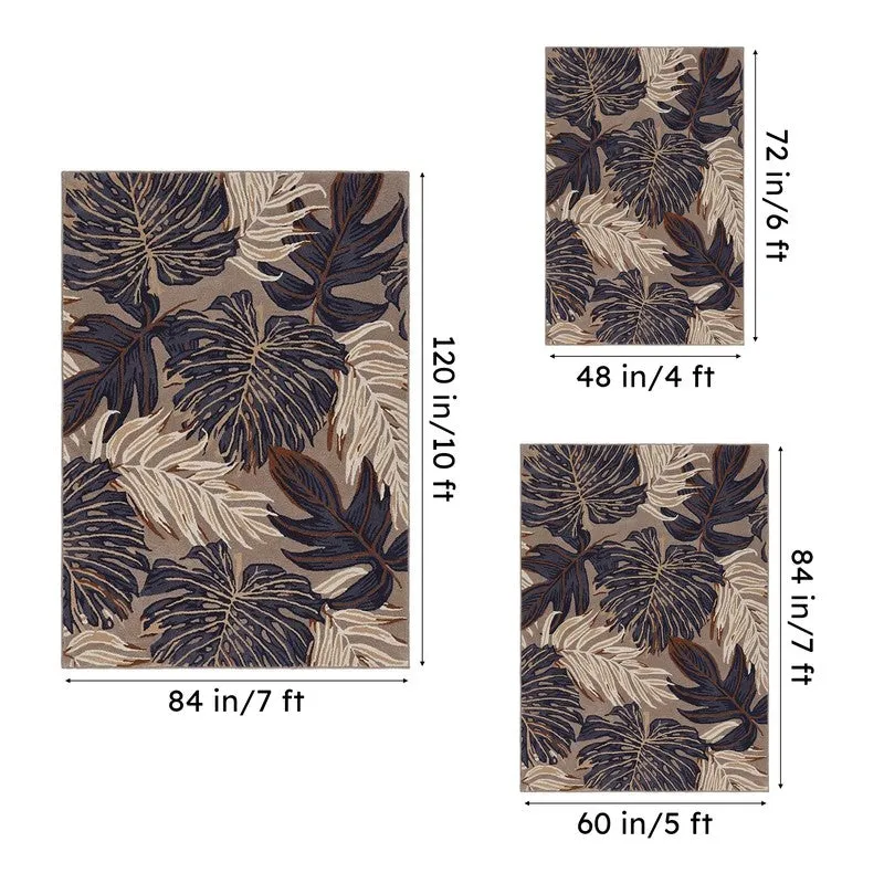 Elendil Hand Tufted Floral Wool & Nylon Carpet - Navy Blue media 15
