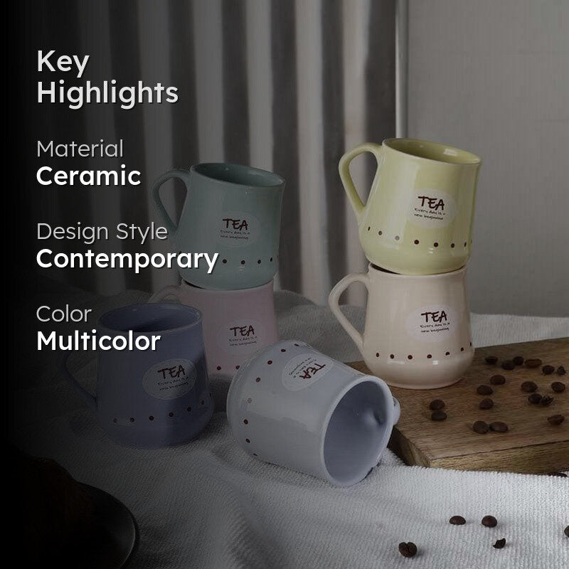 Happy Ceramic Tea Cup (190 mL Each) -  Set of Six media 2