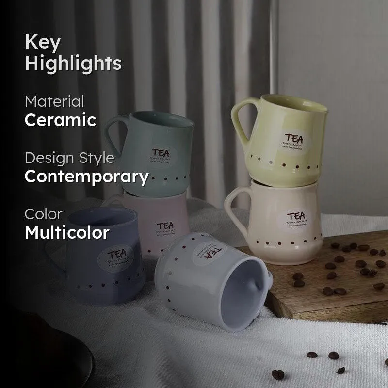 Happy Ceramic Tea Cup (190 mL Each) - Set of Six media 2