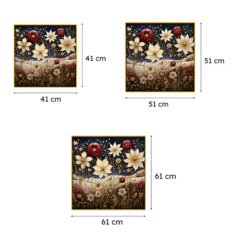 Starry Blooms Canvas Wall Painting With Frame - Gold media 6