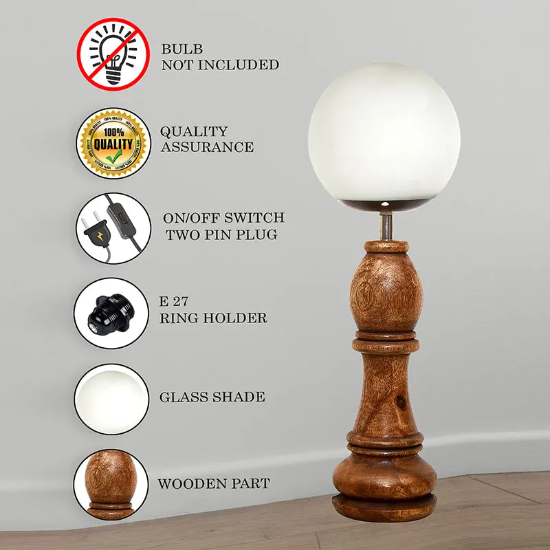 Chess Bishop Wooden Table Lamp - Brown,White media 4