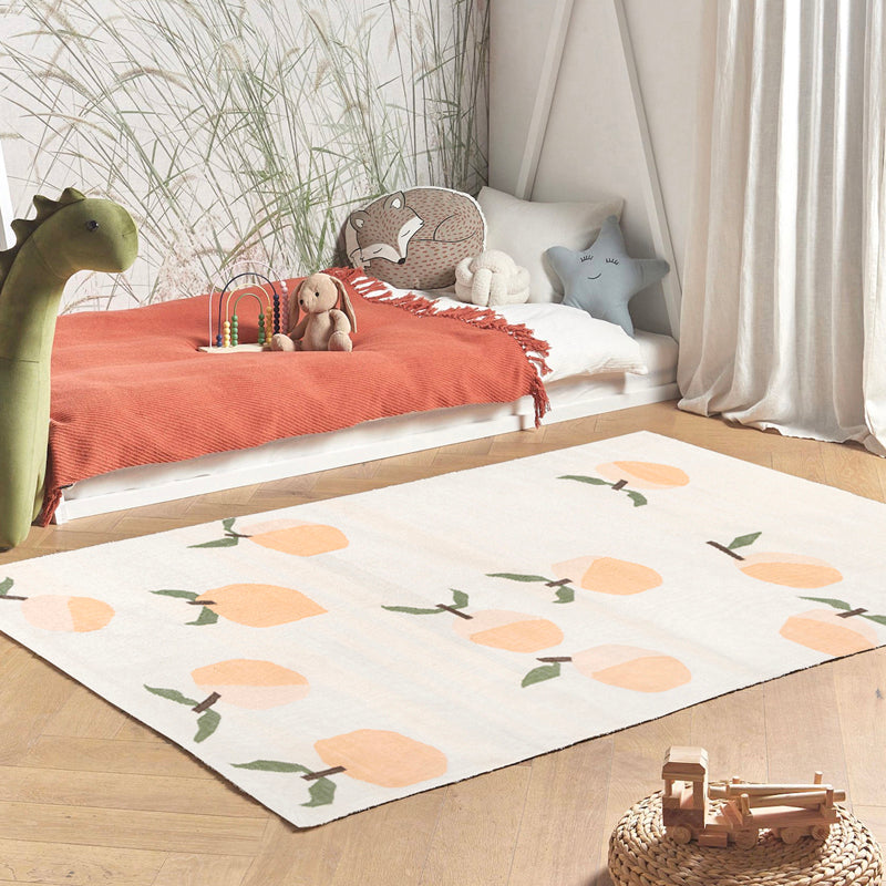 Elarin Cotton Rug - White,Orange media 3