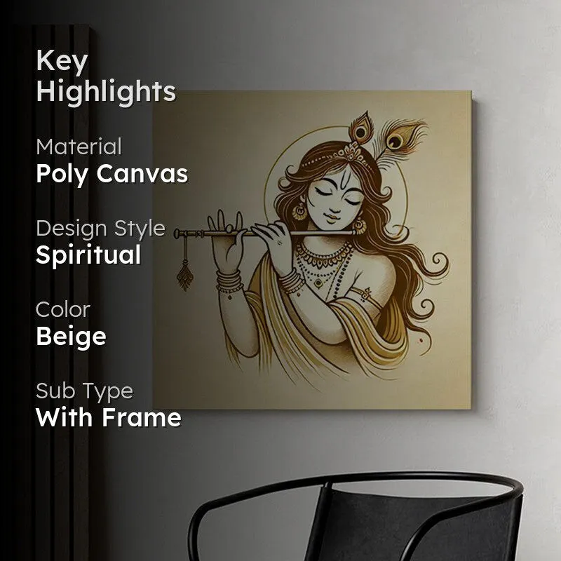 Krishna's Melodic Essence Wall Painting media 2