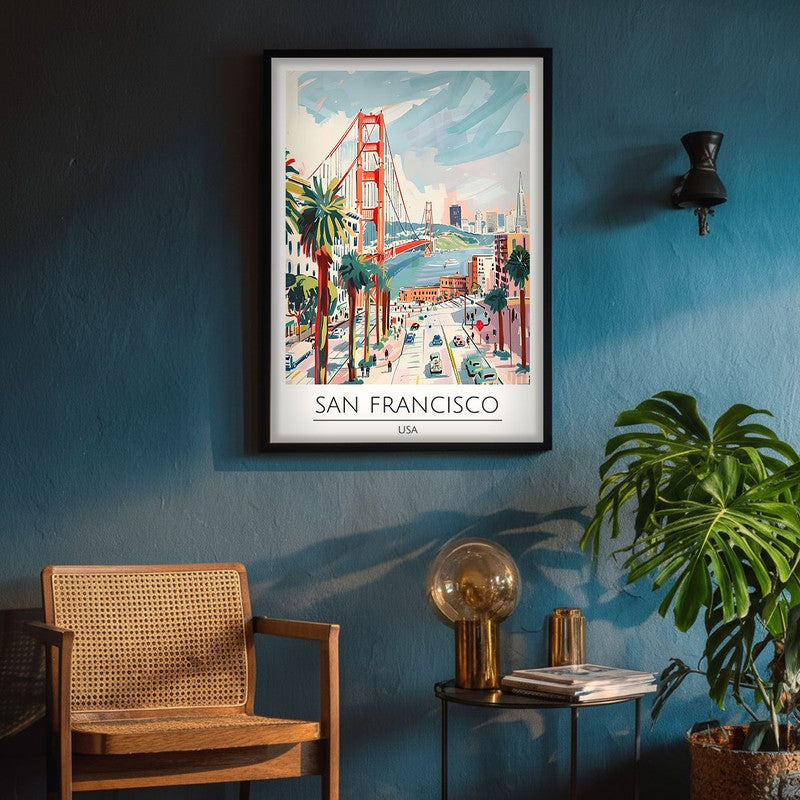 Vintage San Fransico Framed Canvas Wall Painting media 4