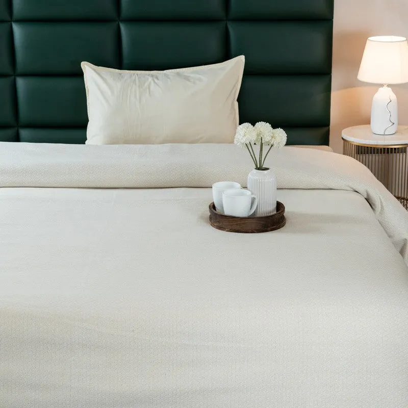 Axis Loom Cotton Bedsheet (Ivory) - 300 TC media 3