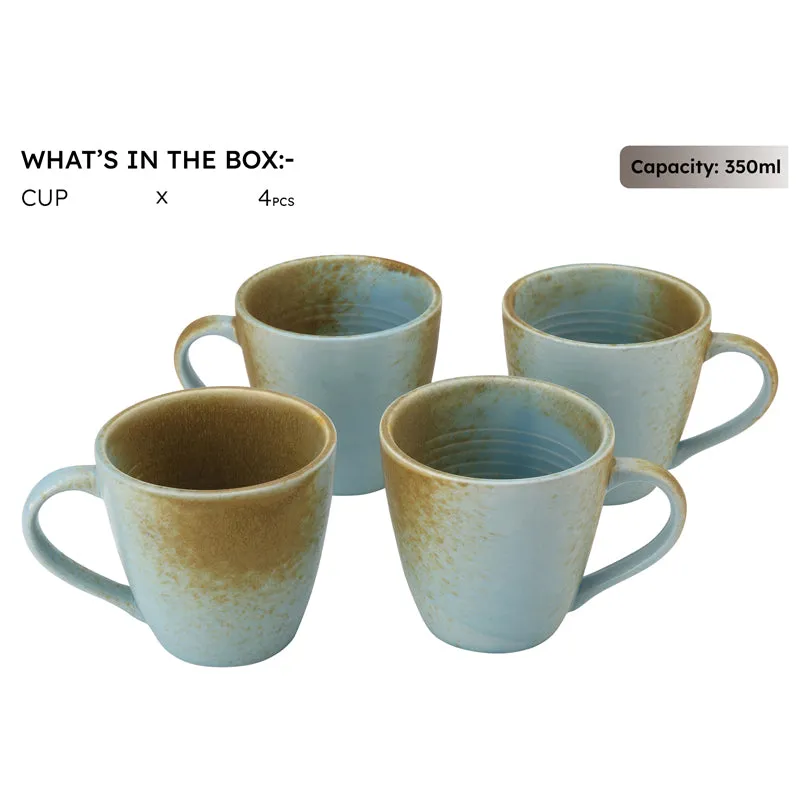 Tivraa Ceramic Coffee Mug (350 mL Each) - Set of Four media 4