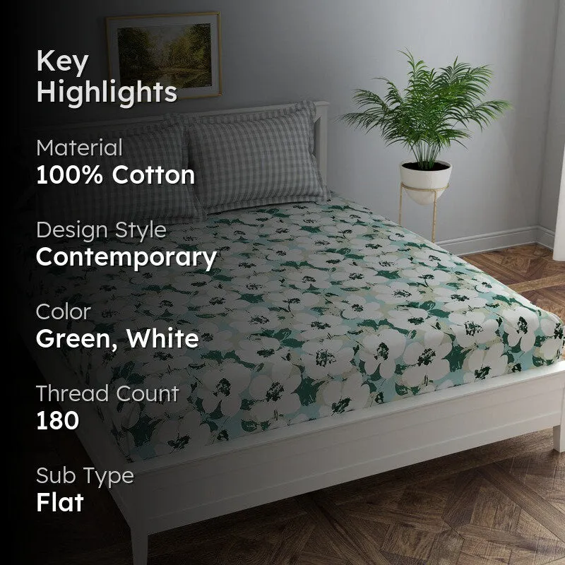 Flower Grace Cotton Bedsheet - 180 TC media 2