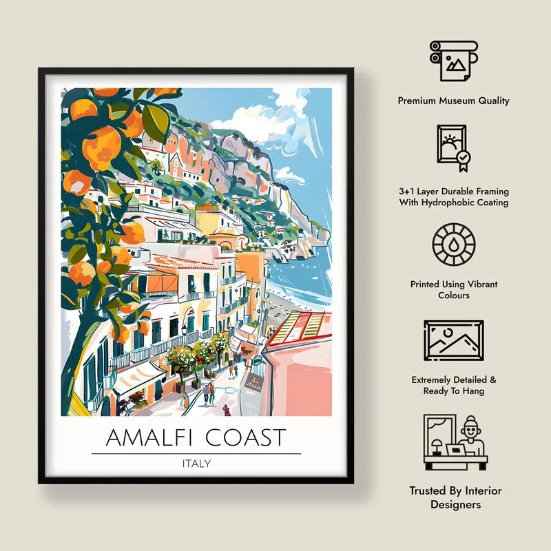 Vintage Amalfi Coast Framed Canvas Wall Painting media 8