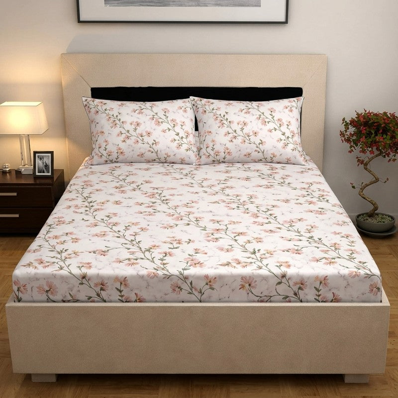 Flora Style Cotton Bedsheet - 300 TC