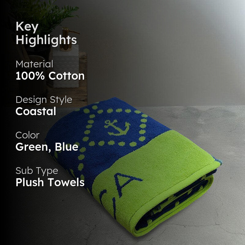 Nautica Inifinisoft Cotton Bath Towel - Green & Blue media 2