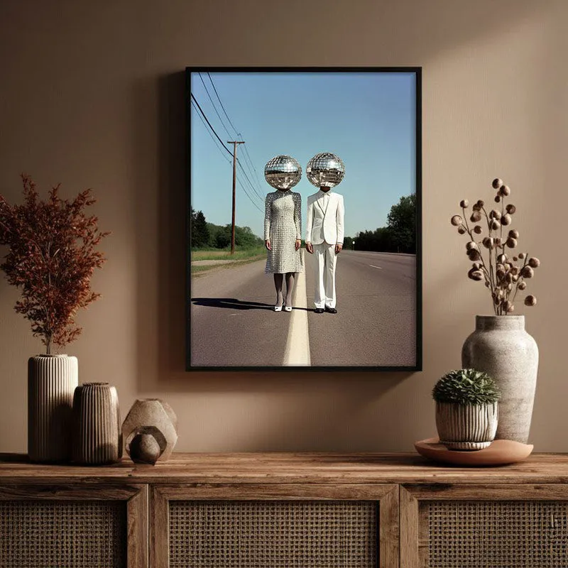 The Disco Couple Archival Canvas Wall Art - Black Frame media 3