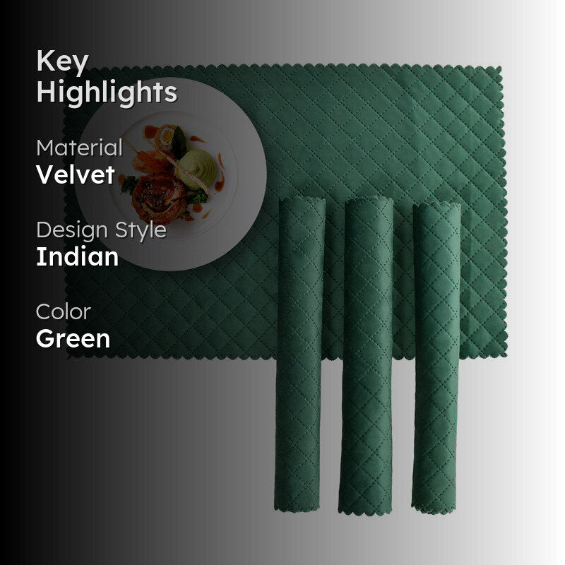 Osric Velvet Quilted Placemat (Bottle Green) - Set Of Six media 2