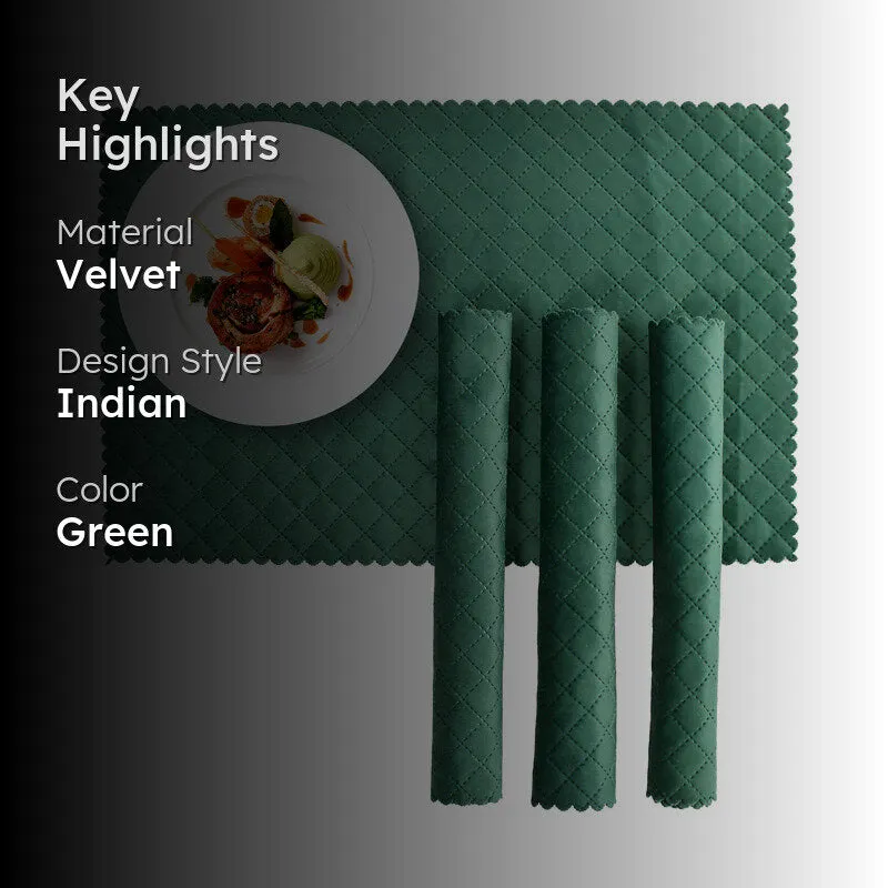 Osric Velvet Quilted Placemat (Bottle Green) - Set Of Six media 2