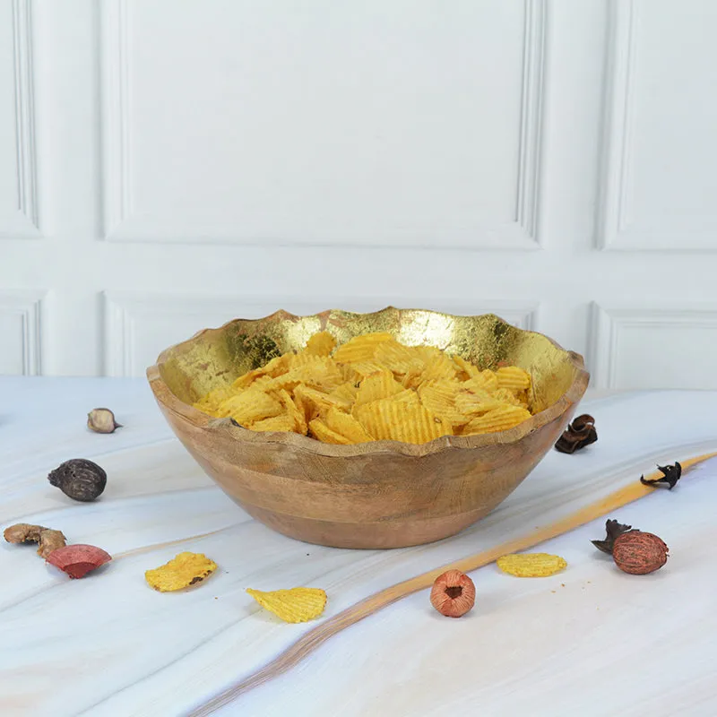 Reflective Grain Wood Bowl (Gold) - 2600 ML media 1