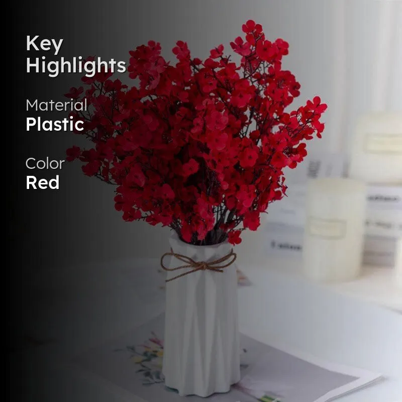 Faux Gypsophila Floral Stick (Red) - Set Of Four media 2