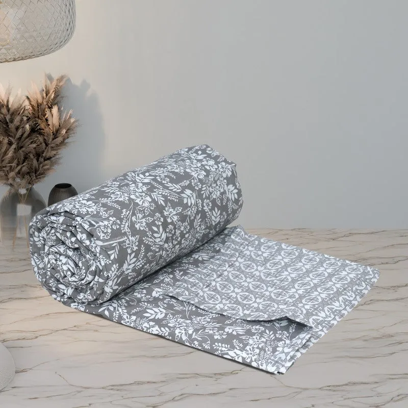 Floral Sprinkle Reversible Cotton Dohar (Grey) - 120 GSM media 8