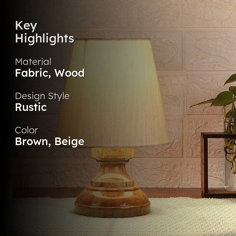 Harolda Shade Fabric Table Lamp with Base - Brown,Beige media 2
