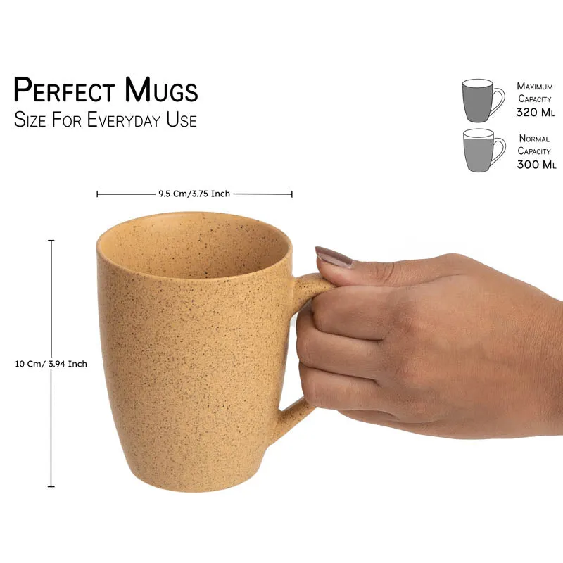 Sip & Style Ceramic Coffee Mug (Mustard Yellow/300 mL Each) - Set Of Six media 3