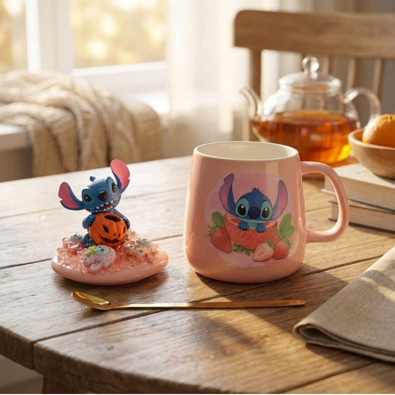 Halloween Berry Stitch Ceramic Coffee Mug With Lid (350 mL) - 350 mL