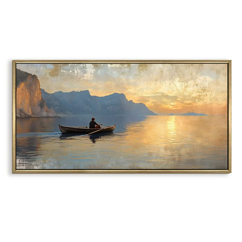 Loneboat Canvas Wall Painting With Frame media 3