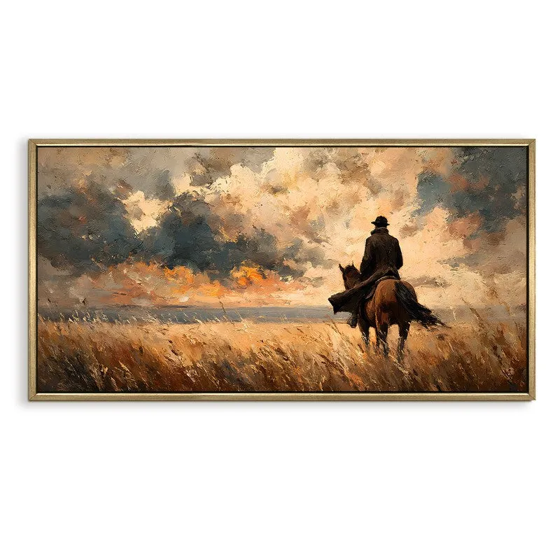 Lone Rider Canvas Wall Painting With Frame media 3