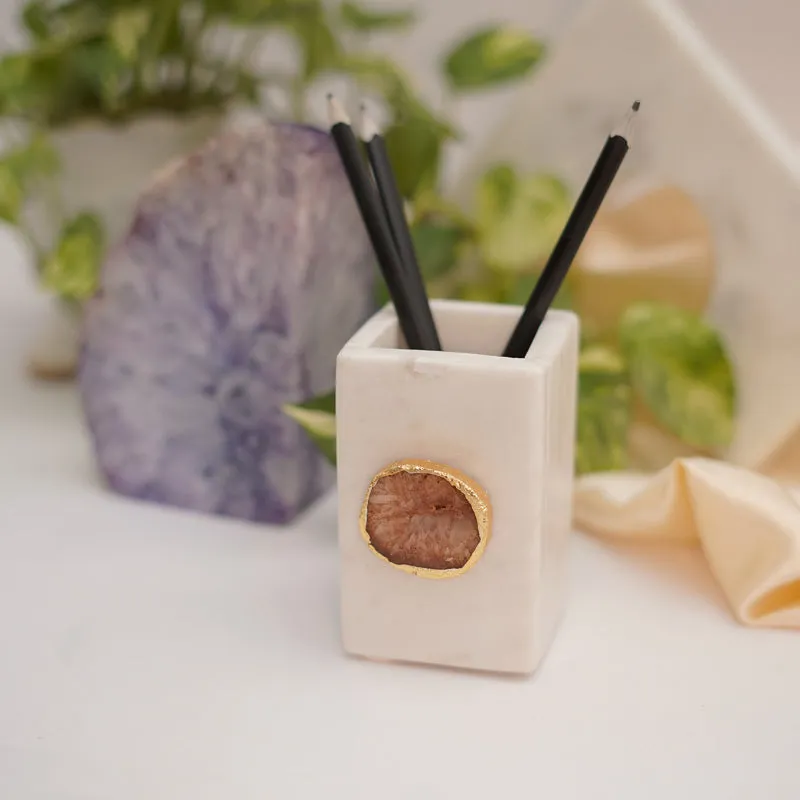 Kade Marble Agate Stationary Holder - Brown media 3