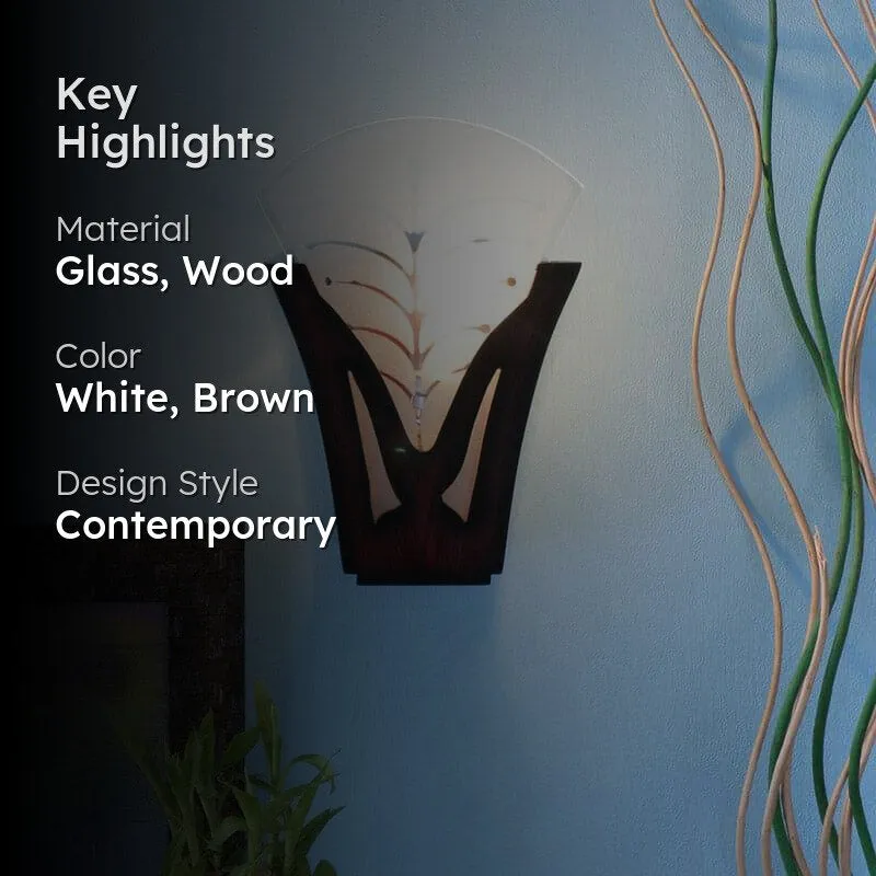 Blora Glass & Wooden Wall Lamp media 2