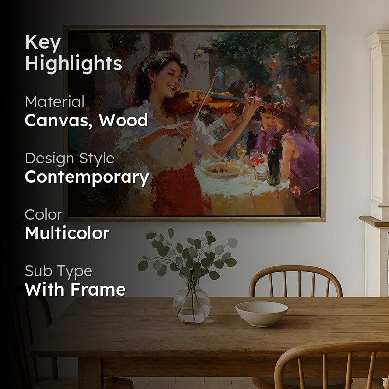 Violin Vibes Canvas Wall Painting With Frame media 2