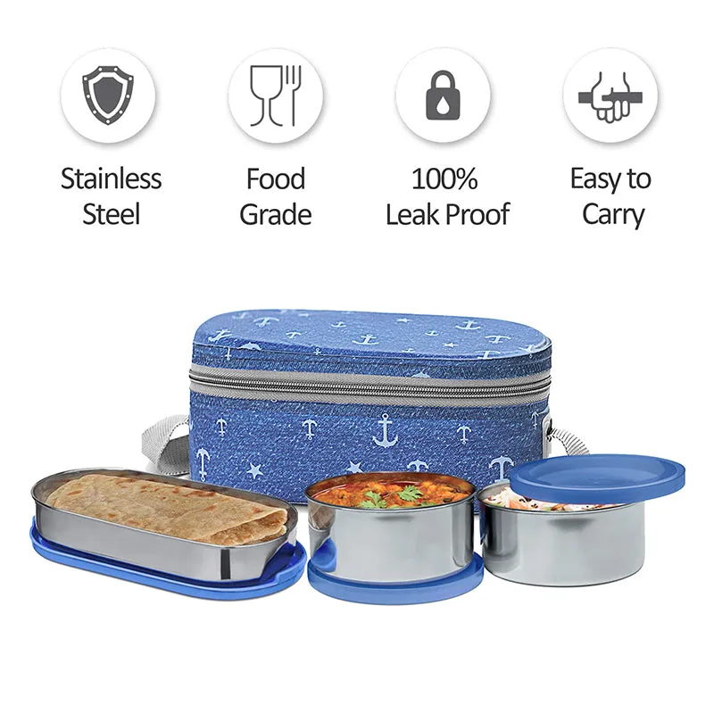 Milton Saveur Lunch Box ith Insulated Bag (Blue/280 mL/500 mL) - Three Piece Set media 4
