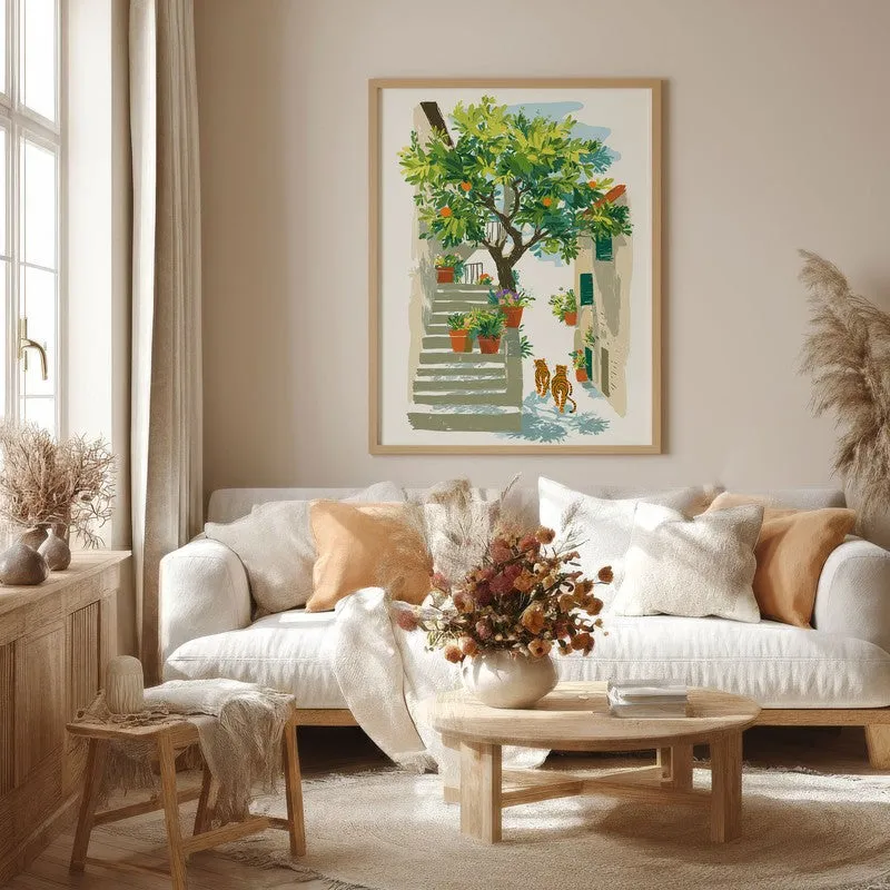 Garden Path Canvas Wall Painting - Brown Frame media 4