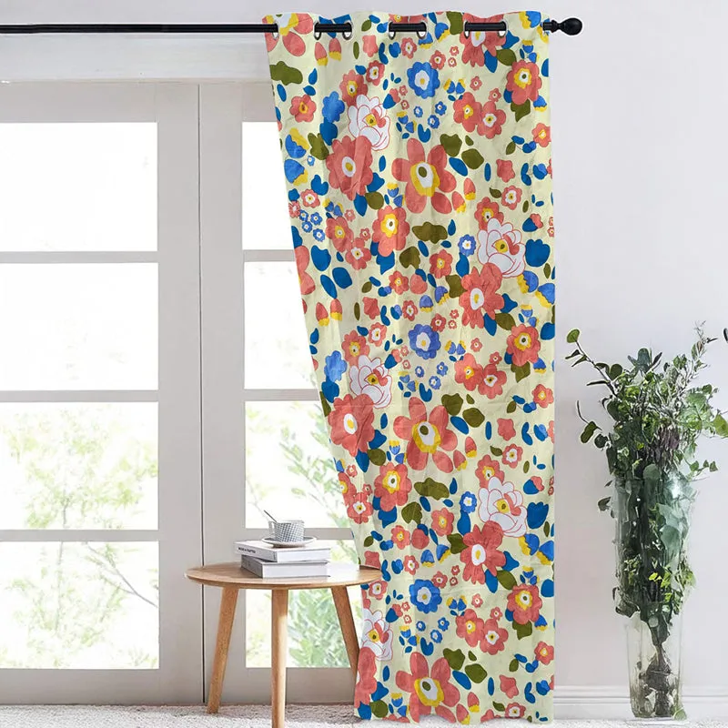 Flora Pop Room Darkening Curtain (Yellow) media 1