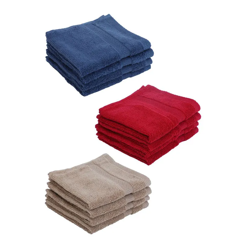 Serene Miorah Face Towel (Red,Blue,Beige) - Set Of Twelve media 4