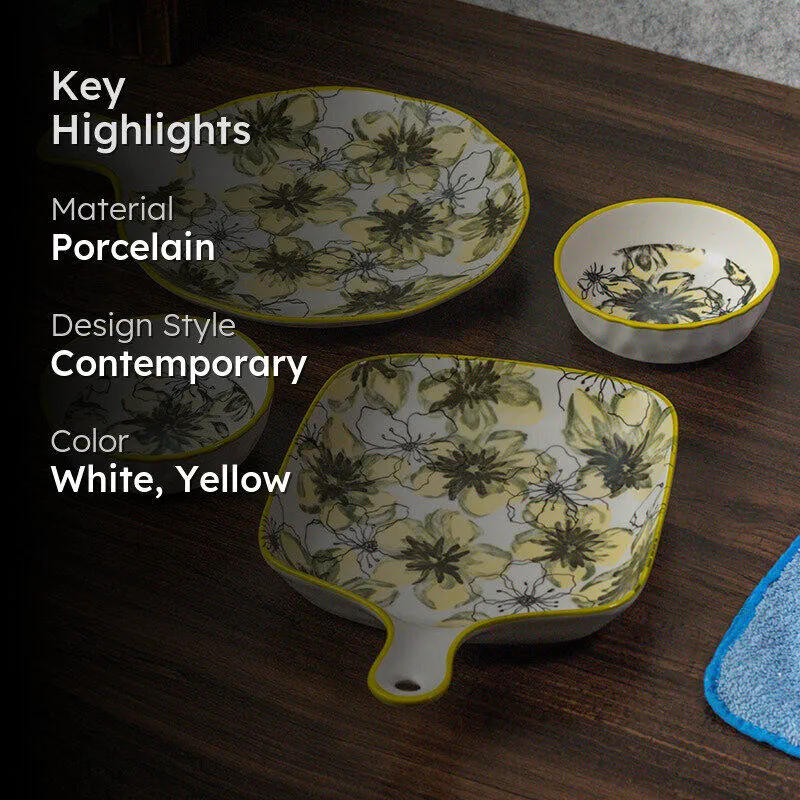 Golden Petal Porcelain Platter - Four Piece Set - 2