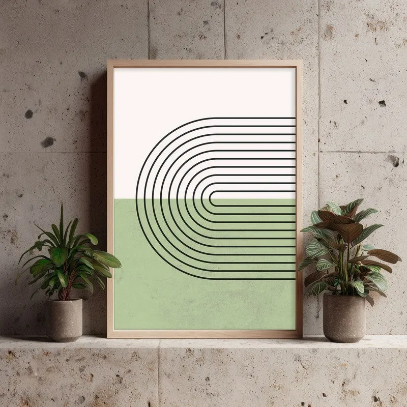 Cerchio Green Archival Canvas Wall Art - Natural Brown Frame media 4