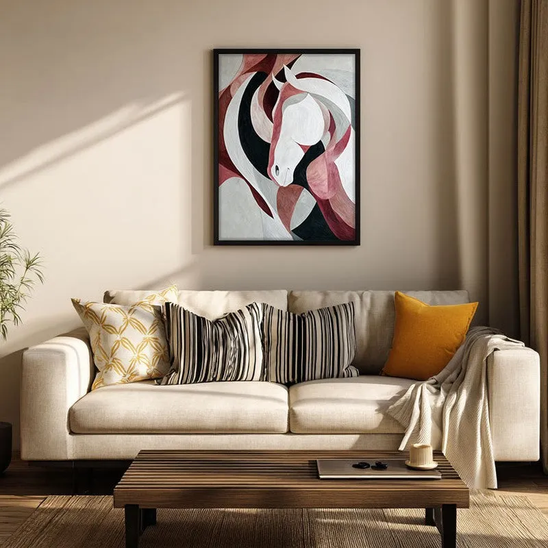 Ethereal Flow Horse Wall Painting With Black Frame media 4