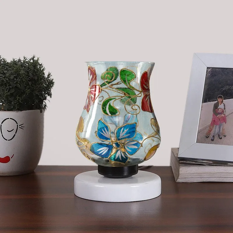 Mystilux Mosaic Glass Table Lamp With Wooden Base - Multicolor media 4