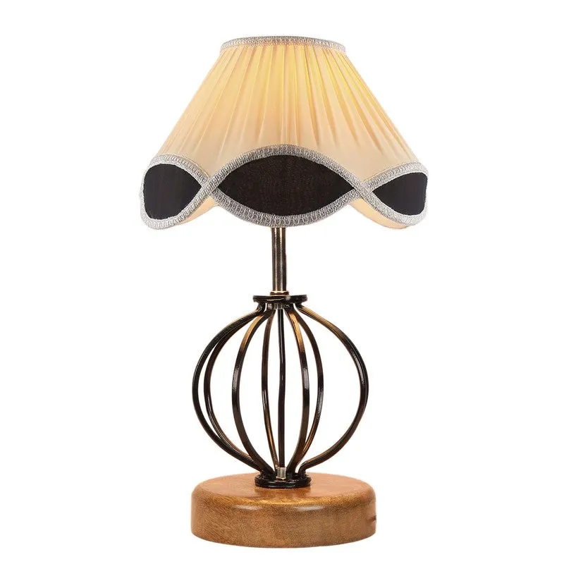 Aurilia Cotton Table Lamp With Wooden Base media 7