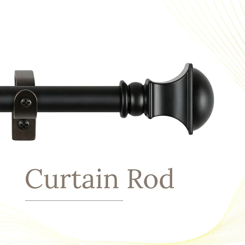 Cubera Extendable 1" Single Curtain Rod With Urn Finial & Brackets media 2