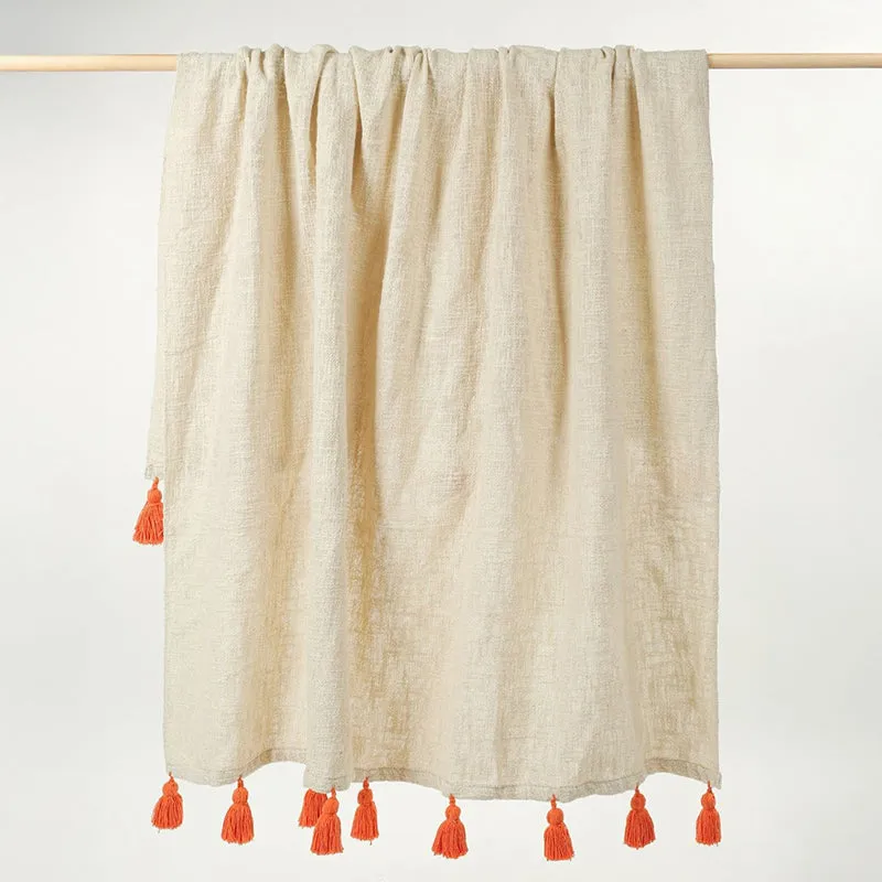 Tassura Tasselled Cotton Throw - Orange media 9