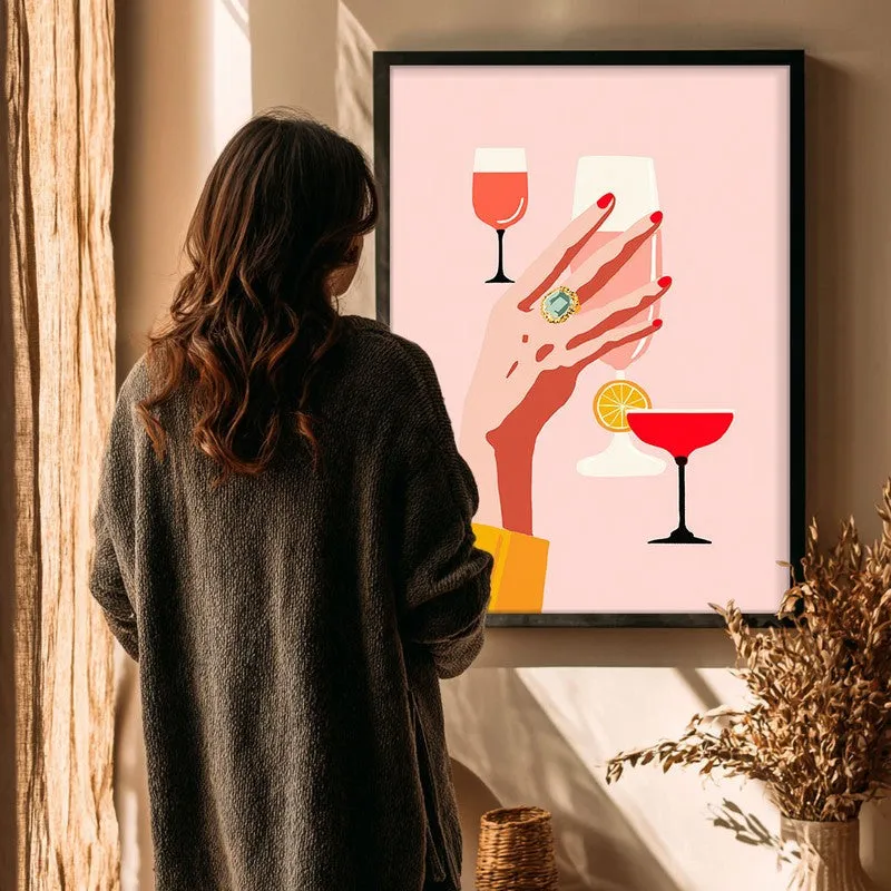 Wineglass Canvas Wall Painting - Black Frame media 4
