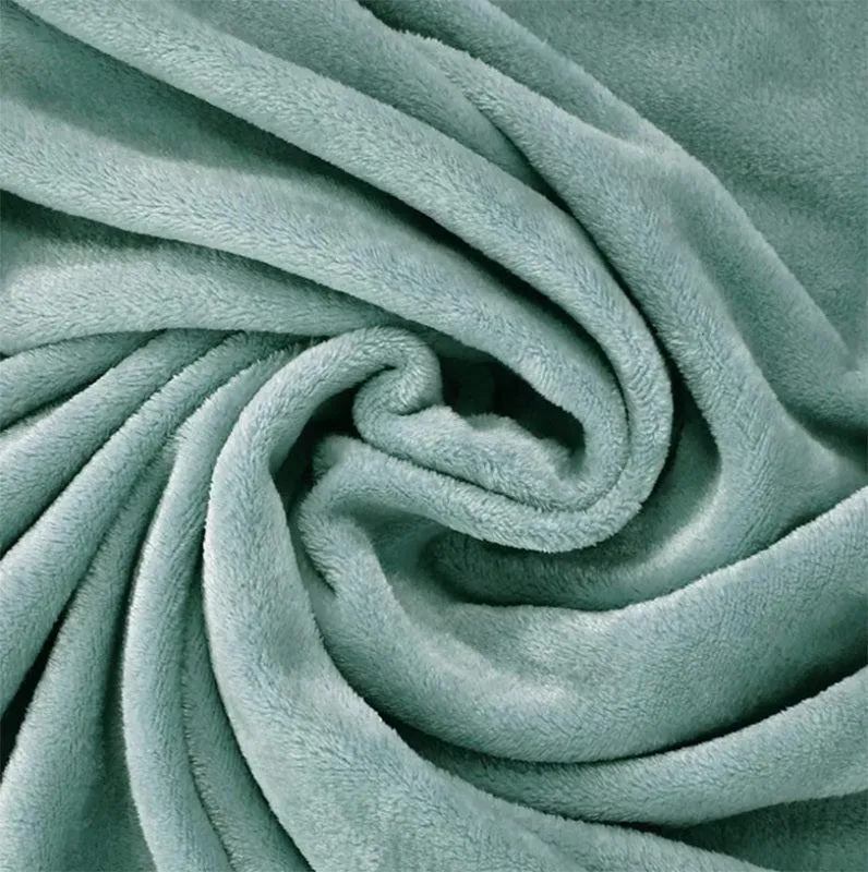 Sarva Solid Knitted Cotton Flannel Blanket (Sea Green) - 190 GSM media 4