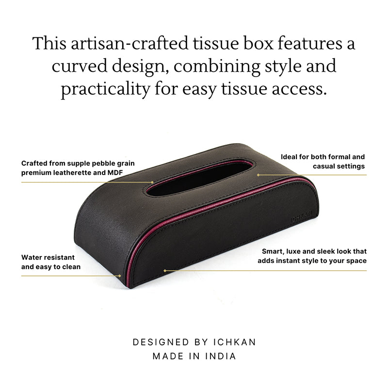 Tisca Curve Faux Leather Tissue Box - Black media 3
