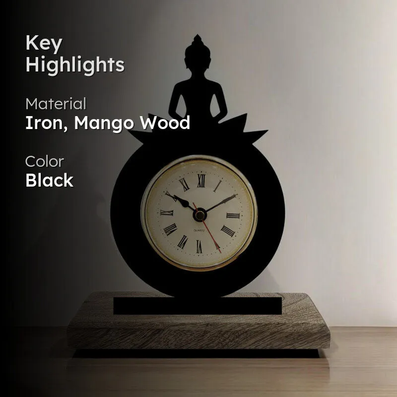Hour of Enlightenment Iron & Mango Wood Table Clock media 2