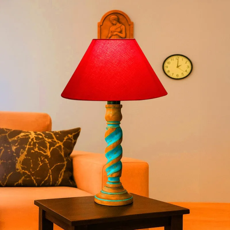 Elara Liora Wooden Table Lamp - Red media 3