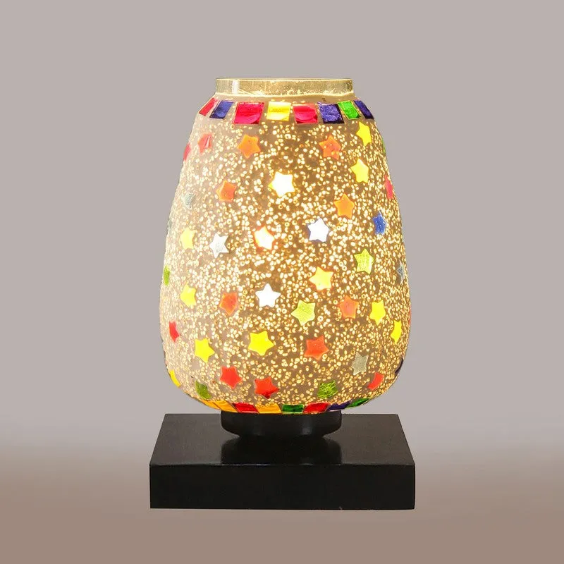 Gleamelle Glass Table Lamp With Wooden Base - Multicolor media 7
