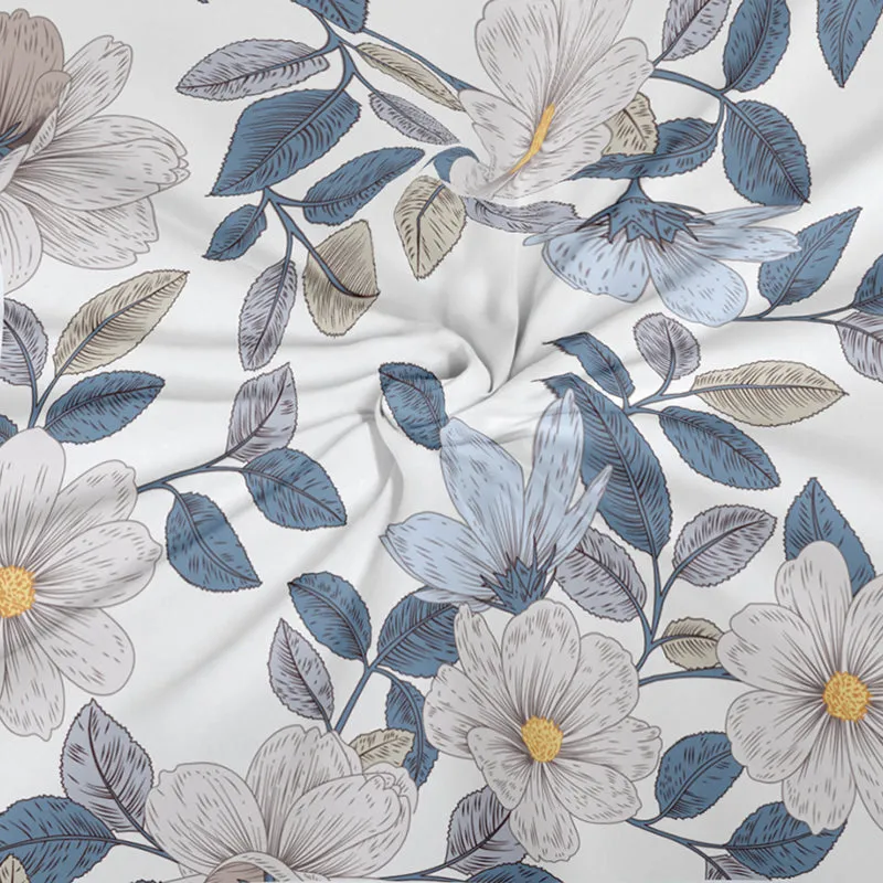 Flora Blues II Microfiber Microfiber Bedsheet - 150 GSM media 6