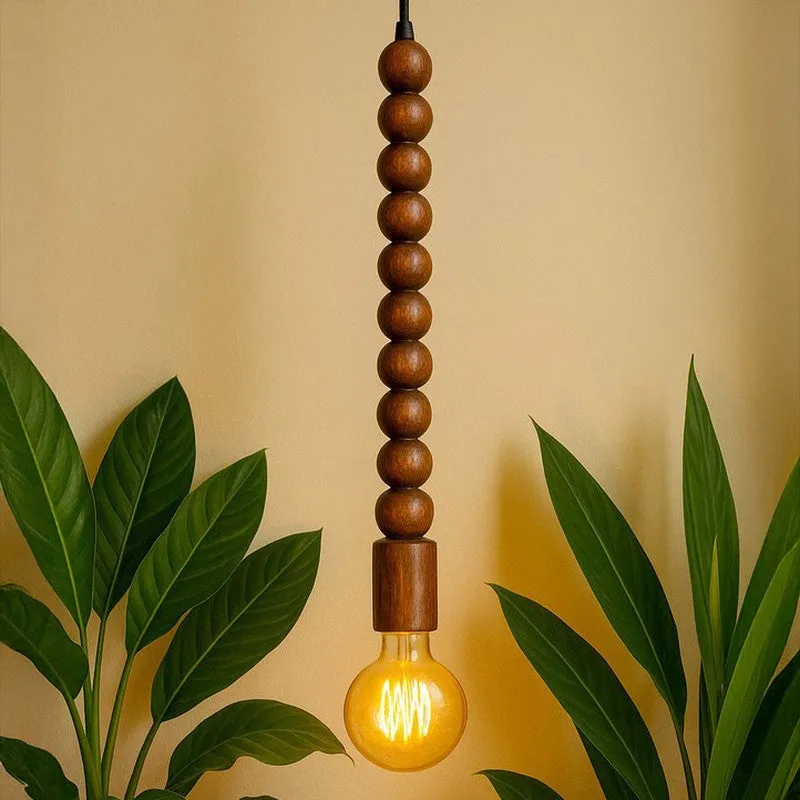 Savage Beaded Wooden Ceiling Lamp media 1